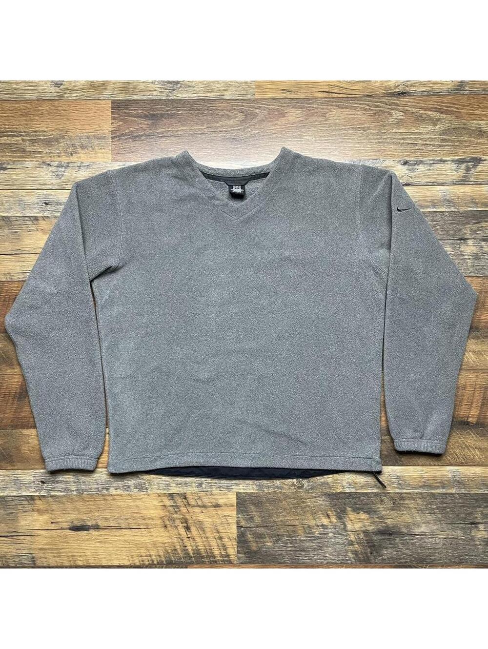 Vintage Nike Golf Therma-Fit Men's Medium Gray Pullover V Neck Fleece Sweater